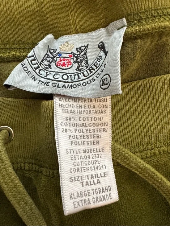 Juicy Couture Olive Green Velour Track Pants - Picture 2 of 3